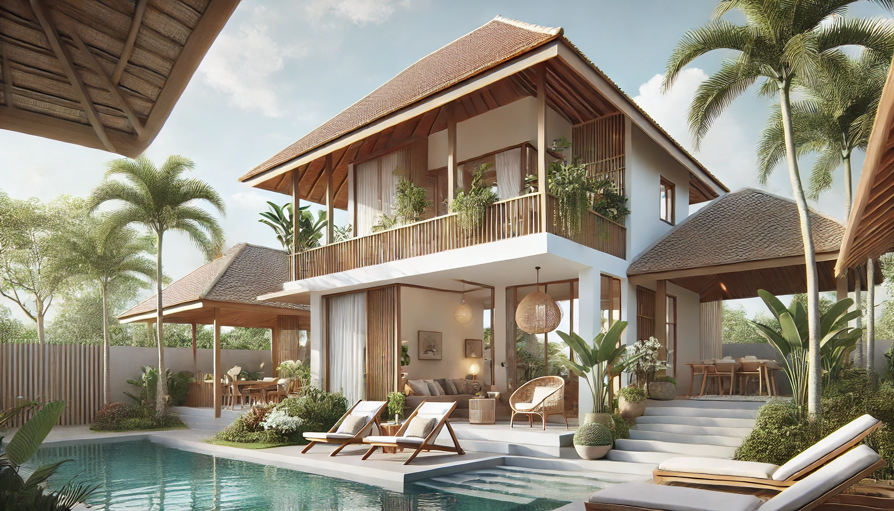model desain villa minimalis dengan konsep tropis